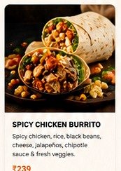 Spicy chicken burrito